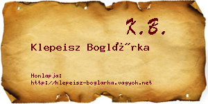 Klepeisz Boglárka névjegykártya